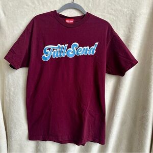 Nelk Full Send Men's Maroon Logo T-shirt Size Medium